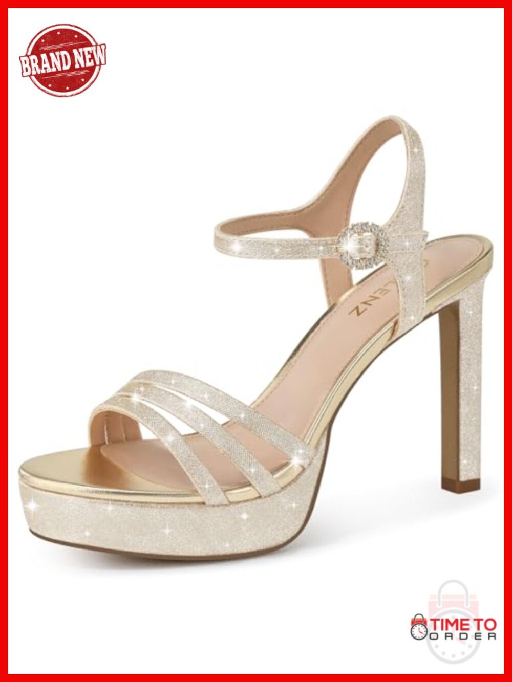 Women's Strappy High Heel Sandals 4.3 Inch Platform Open Toe Faux Leather
